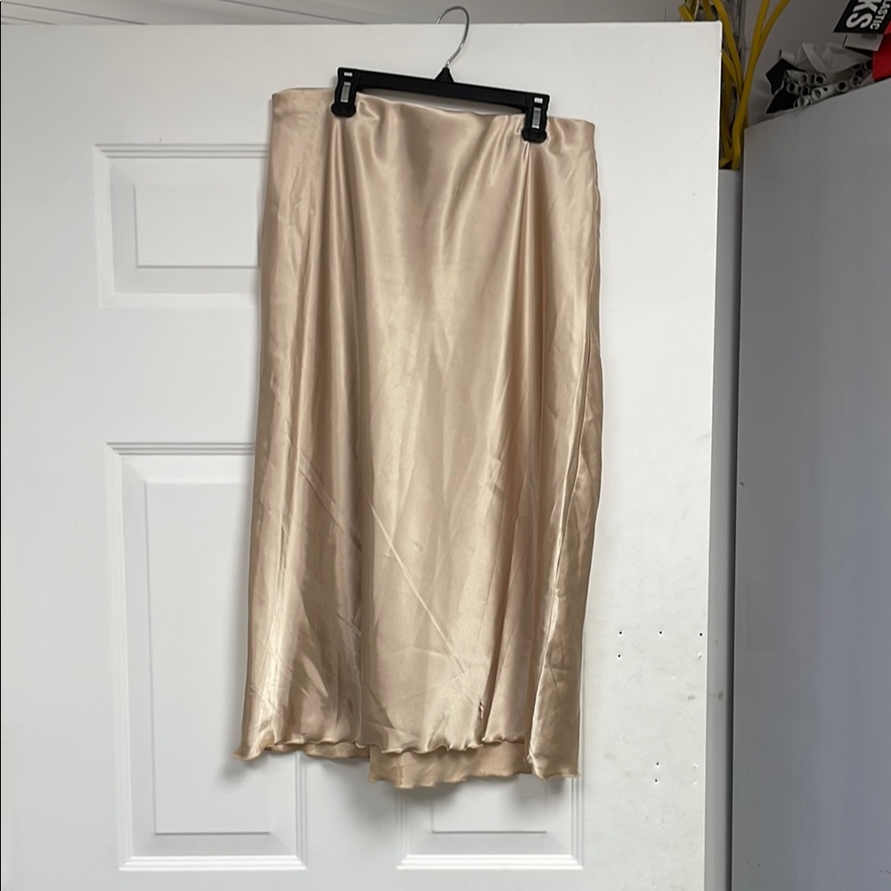 Nicole Miller Gold Midi Slip Skirt for Cocktail